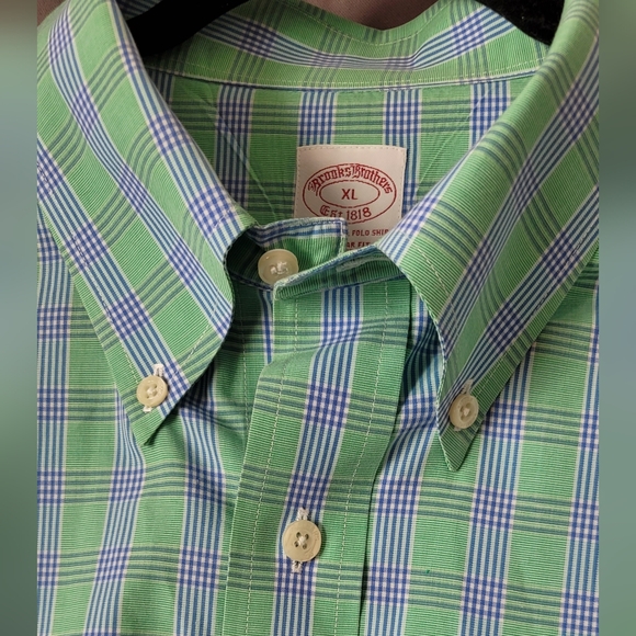 Brooks Brothers Colorful Green and Blue Oxford Button Down - Picture 3 of 8